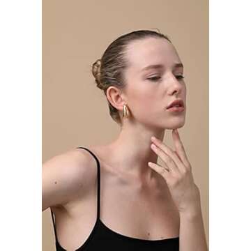 Teardrop Earrings Dupes for Women Gold/Silver Chunky Hoop Earring Dangle Earrings Water Drop Hypoallergenic Earring for Women