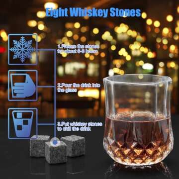Whiskey Stones Gifts for Men, Anniversary Birthday Gifts White Elephant Gifts for Adult Men Him Dad ...