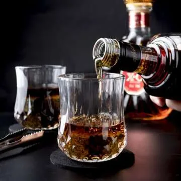 Whiskey Stones Gifts for Men, Anniversary Birthday Gifts White Elephant Gifts for Adult Men Him Dad Husband, Whiskey Glasses Set of 2 with Chilling Rocks, Bourbon Gifts Wooden Box