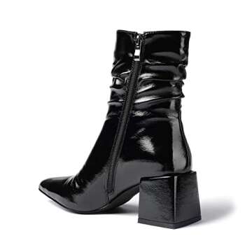 vivianly Pointed Toe Ankle Boot Mid-Calf Boots Chunky Block Heel Booties for Women size 7