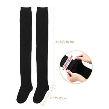 SATINIOR Extra Long Socks Thigh High Socks Extra Long Boot Stockings for Women, Black, L