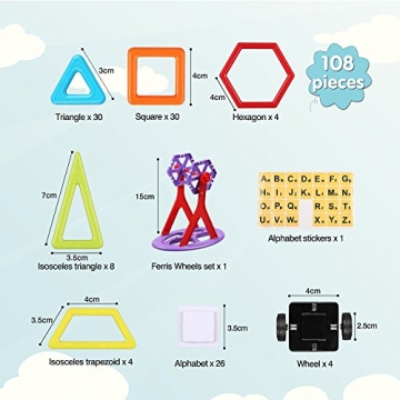 Innoo Tech Magnetic Building Blocks - 108Pcs Set for Kids