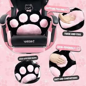 Vigosit Cute Gaming Chair with Cat Ears and Footrest
