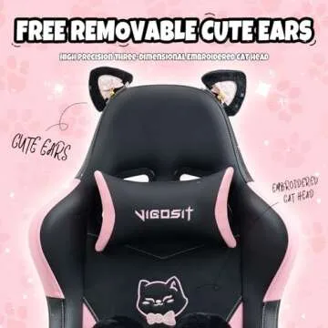 Vigosit Cute Gaming Chair with Cat Ears and Footrest