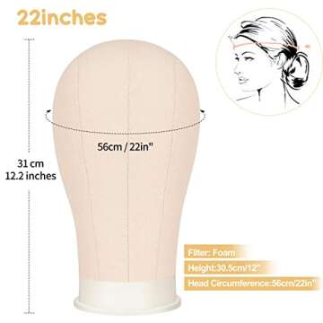 TopDirect Canvas Wig Head Stand Set for Wig Making
