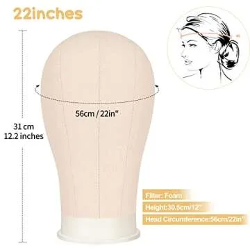 TopDirect Canvas Wig Head Stand Set for Wig Making
