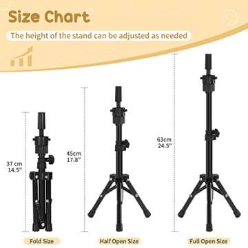TopDirect Canvas Wig Head Stand Set for Wig Making