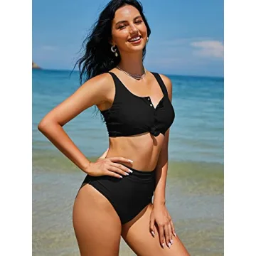 Stylish ZAFUL Women's High Waisted Bikini Tankini Set