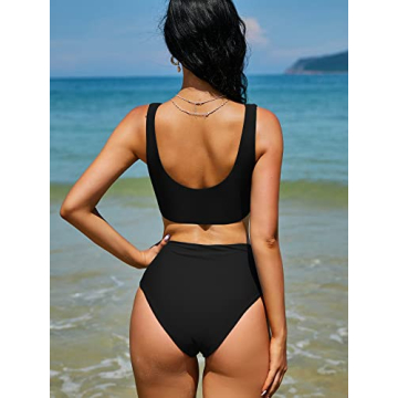 Stylish ZAFUL Women's High Waisted Bikini Tankini Set