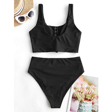 Stylish ZAFUL Women's High Waisted Bikini Tankini Set