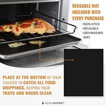 Reusable Liners for Toaster Oven Air Fryer 9 x 11 Accessories Compatible with Breville, Black & Decker, Cuisinart, Emeril Lagasse + More, Perforated Non-Stick Mats for Baking, Cooking, Oven Rack