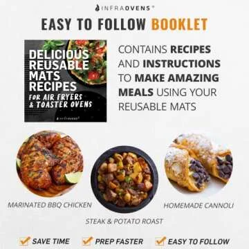 Reusable Liners for Toaster Oven Air Fryer 9 x 11 Accessories Compatible with Breville, Black & Decker, Cuisinart, Emeril Lagasse + More, Perforated Non-Stick Mats for Baking, Cooking, Oven Rack