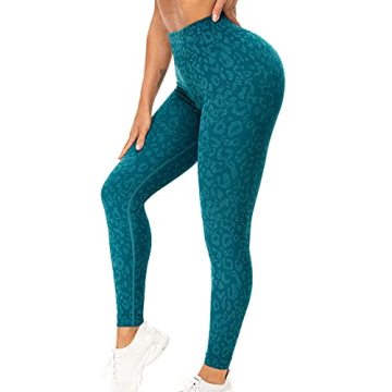 YEOREO Women Seamless Scrunch Butt Camo Workout Leggings High Waisted Athletic Gym Yoga Leggings Blue M