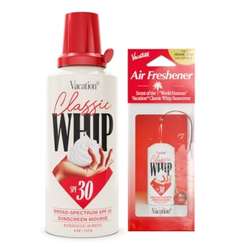 Vacation Classic Whip SPF 30 Sunscreen + Air Freshener Bundle - Whipped & Moisturizing