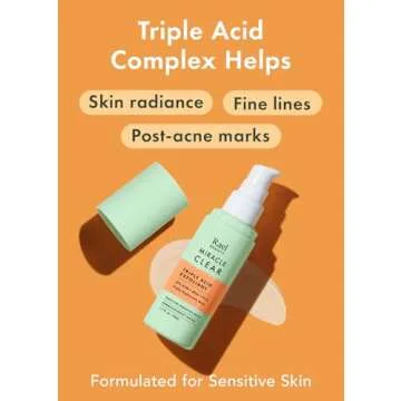 Rael Face Exfoliator, Miracle Clear Triple Exfoliant Gel Serum - Glycolic, Hyaluronic Acid, 15% AHA,...