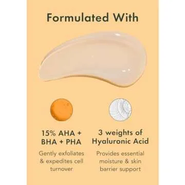 Rael Face Exfoliator, Miracle Clear Triple Exfoliant Gel Serum - Glycolic, Hyaluronic Acid, 15% AHA, BHA, PHA, Hydration, Korean Skin Care, Vegan, Cruelty Free (1.7 fl oz, 50ml)