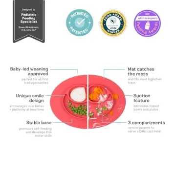 ezpz Mini Mat for 12 Months+ Coral Silicone Baby Plate