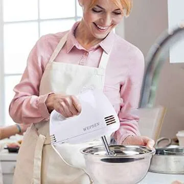 WEPSEN 5-Speed Electric Hand Mixer, 4 Large Mixing Bowls Set, Handheld Mixers with Whisks Beater, St...