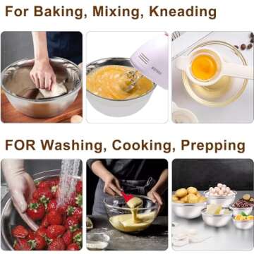 WEPSEN 5-Speed Electric Hand Mixer, 4 Large Mixing Bowls Set, Handheld Mixers with Whisks Beater, Stainless Steel Metal Nesting Bowl Measuring Cups Spoons Kitchen Cake Blender for Baking Supplies