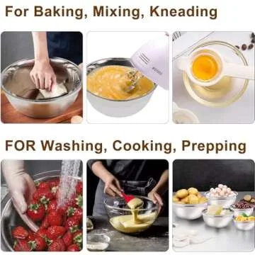 WEPSEN 5-Speed Electric Hand Mixer, 4 Large Mixing Bowls Set, Handheld Mixers with Whisks Beater, Stainless Steel Metal Nesting Bowl Measuring Cups Spoons Kitchen Cake Blender for Baking Supplies