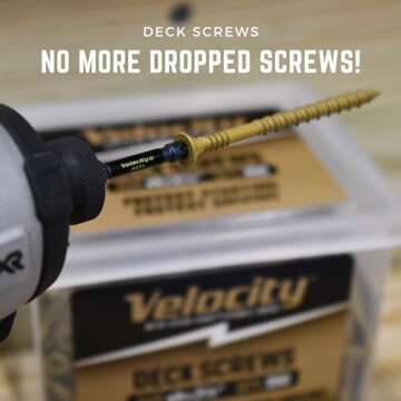 Velocity 3 Inch Deck Screws (Size #9), Self Tapping Exterior Wood Screws, Tan Rust Resistant Coating, Stick-Tight Hexstix T25 Torx Bits Contractor Pack (350 Pieces)