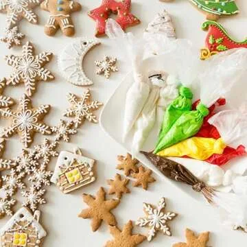 Large Christmas Cookie Cutters,4" Holiday Cookie Cutters Stainless Steel,12pcs Molds with Recipe Instruction,Snowman, Christmas tree, elk, snowflake