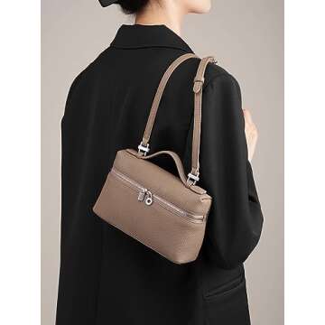 KACAINJOY Elephant Grey Leather Crossbody Purses for Women Designer Handbags for Women Purses for Wo...