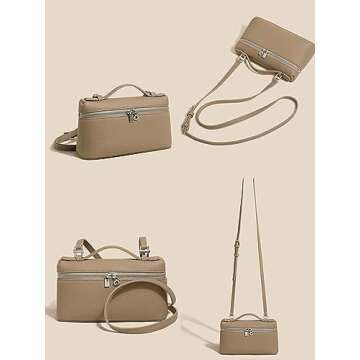 KACAINJOY Elephant Grey Leather Crossbody Purses for Women Designer Handbags for Women Purses for Women Clutch Purses for Women