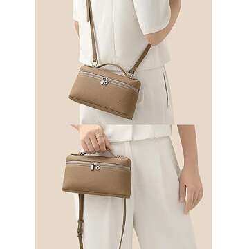 KACAINJOY Elephant Grey Leather Crossbody Purses for Women Designer Handbags for Women Purses for Women Clutch Purses for Women