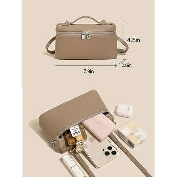 KACAINJOY Elephant Grey Leather Crossbody Purses for Women Designer Handbags for Women Purses for Women Clutch Purses for Women