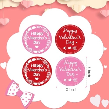 2 Inch Red Heart Stickers - 500 Pcs for Valentine's Day