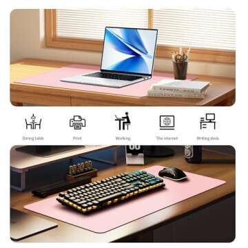 Desk Pad Protector Office Desk Mat, BUBM Waterproof PU Leather Desk Writing Mat Laptop Large Mouse Pad Desk Blotters Desk Decor for Office Home, 31.5" x 15.7" Pink