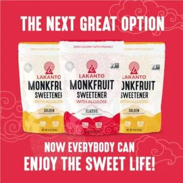 Lakanto Classic Monk Fruit Sweetener With Allulose, White Sugar Substitute From Monk Fruit Extract for Baking, Coffee & Tea, Gluten Free, Zero Calorie, Low Carb, Non GMO, Keto, Classic White, 8 OZ Bag