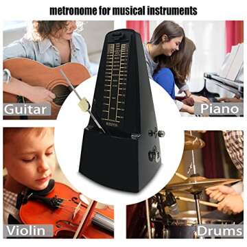 HOSEYIN Mechanical Metronome, Universal Metronome for Piano, Guitar, Violin,Drums and Other Instruments (Standard, Black)