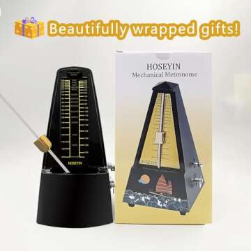 HOSEYIN Mechanical Metronome, Universal Metronome for Piano, Guitar, Violin,Drums and Other Instruments (Standard, Black)