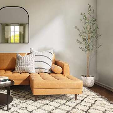 LYERSE 7ft Artificial Olive Tree Tall Fake Potted Olive Silk Tree with Planter Large Faux Olive Branches and Fruits Artificial Tree for Office House Living Room Home Decor