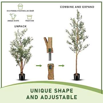 LYERSE 7ft Artificial Olive Tree Tall Fake Potted Olive Silk Tree with Planter Large Faux Olive Branches and Fruits Artificial Tree for Office House Living Room Home Decor