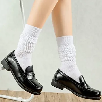 Witwot 3 Pairs Womens Slouch Socks Cotton Knee High Tube Scrunch Sock Size 6-11 White