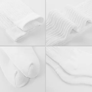Witwot 3 Pairs Womens Slouch Socks Cotton Knee High Tube Scrunch Sock Size 6-11 White