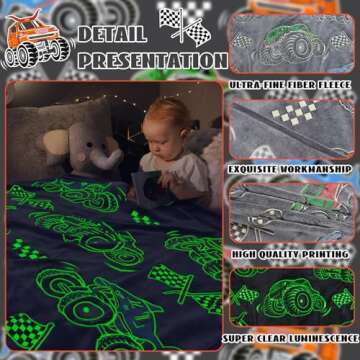 Glow in The Dark Truck Blanket - Unique Gifts for Kids