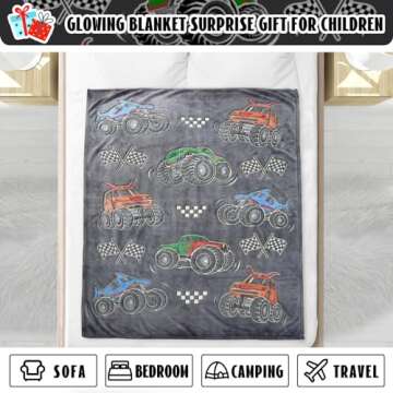 Glow in The Dark Truck Blanket - Unique Gifts for Kids