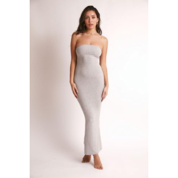 Stylish Almere Strapless Maxi Dress in Heather Grey