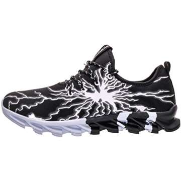 BRONAX Black Sneakers for Men Colorful Designer Lightweight Lace up Walking Gym Running Tennis Athle...