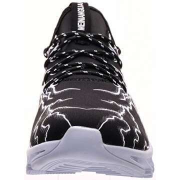 BRONAX Black Sneakers for Men Colorful Designer Lightweight Lace up Walking Gym Running Tennis Athletic Workout Training Sport Shoes Size 7.5