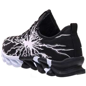 BRONAX Black Sneakers for Men Colorful Designer Lightweight Lace up Walking Gym Running Tennis Athletic Workout Training Sport Shoes Size 7.5