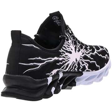 BRONAX Black Sneakers for Men Colorful Designer Lightweight Lace up Walking Gym Running Tennis Athletic Workout Training Sport Shoes Size 7.5