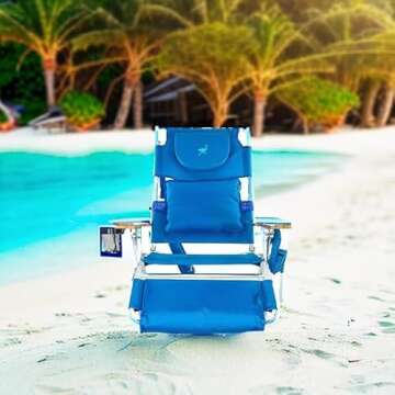 Ostrich Deluxe 3 in 1 Beach Chair with Face Opening - Portable, Reclining Lounger for Tanning