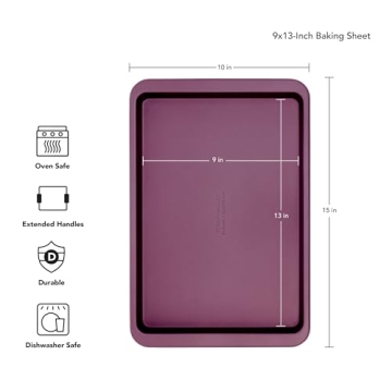 KitchenAid 9x13in Nonstick Aluminized Steel Baking Sheet in Beetroot - Versatile & Easy to Clean