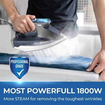 PurSteam 1800W Steam Iron with LCD, Auto Shutoff & More