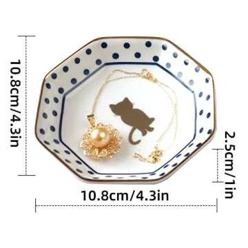Cinf Candle Holder Cat Jewelry Dish Birthday Anniversary Ceramic Ring Trinket Dish for Wife Girlfriend，Bathroom Ring Holder, Organizer Decorative Jewelry Tray for Sister Birthday Gift